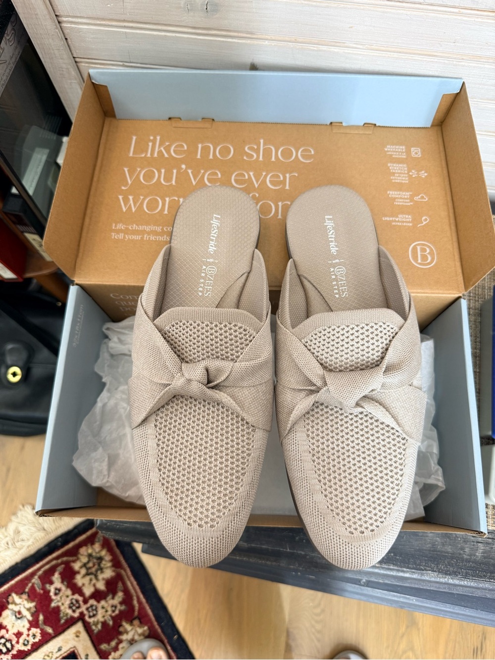 NIB LifeStride Taupe Kissed Mules Flat Women’s 11 M